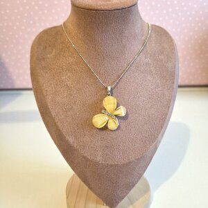 Yellow Butterfly with Rhinestones Pendant Necklace